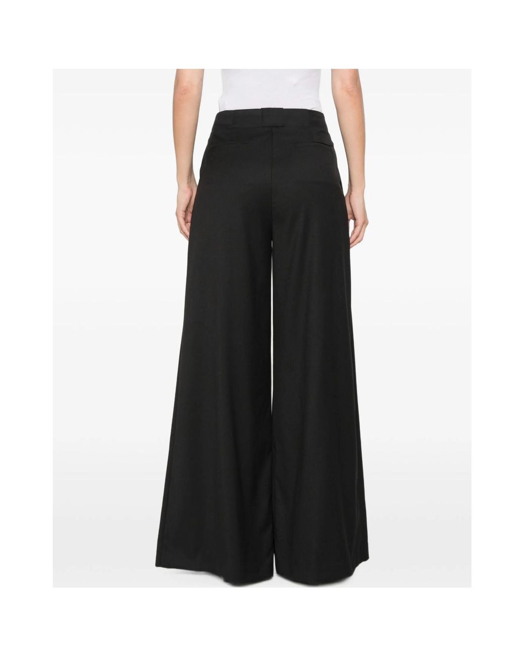 ERMANNO FIRENZE Black Pleated Wide-Leg Casual Trousers
