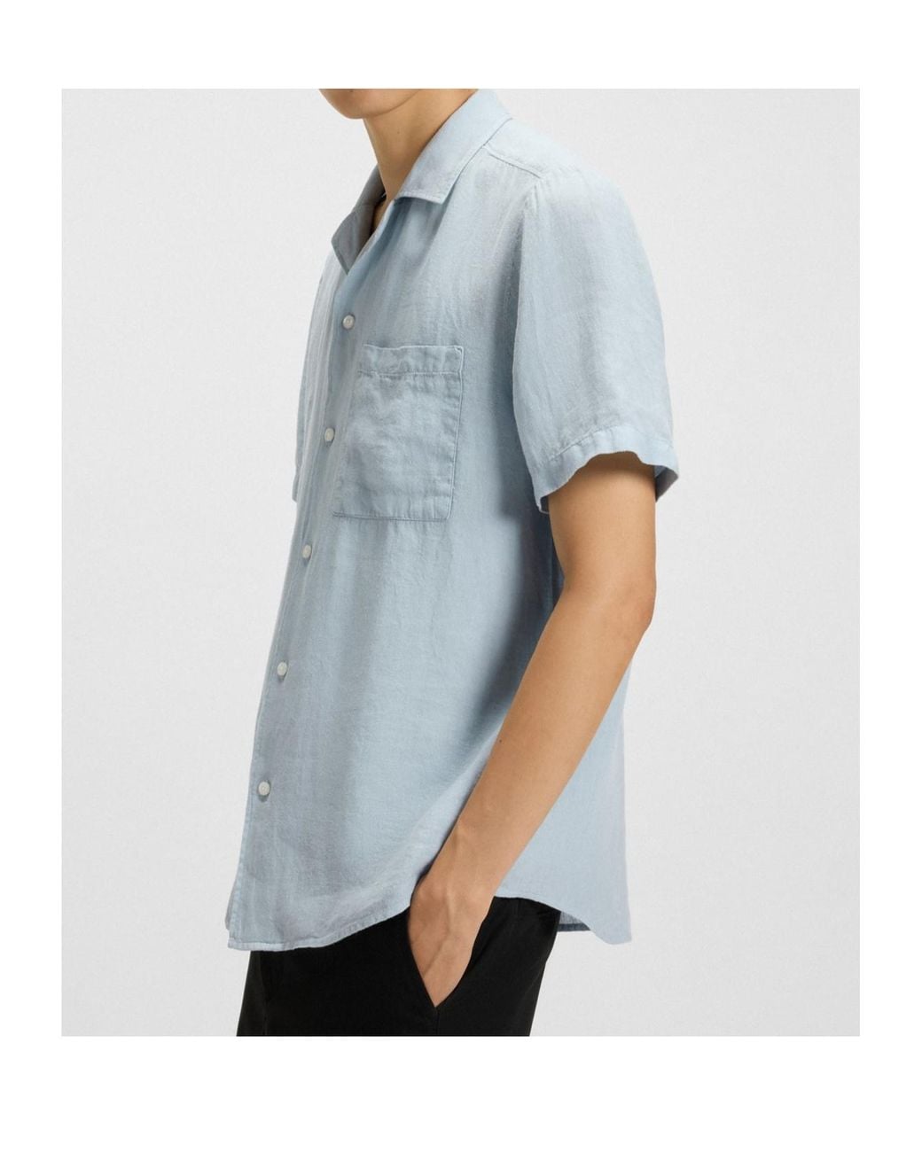 Boss Blue Short-Sleeve Button-Up Shirt for men