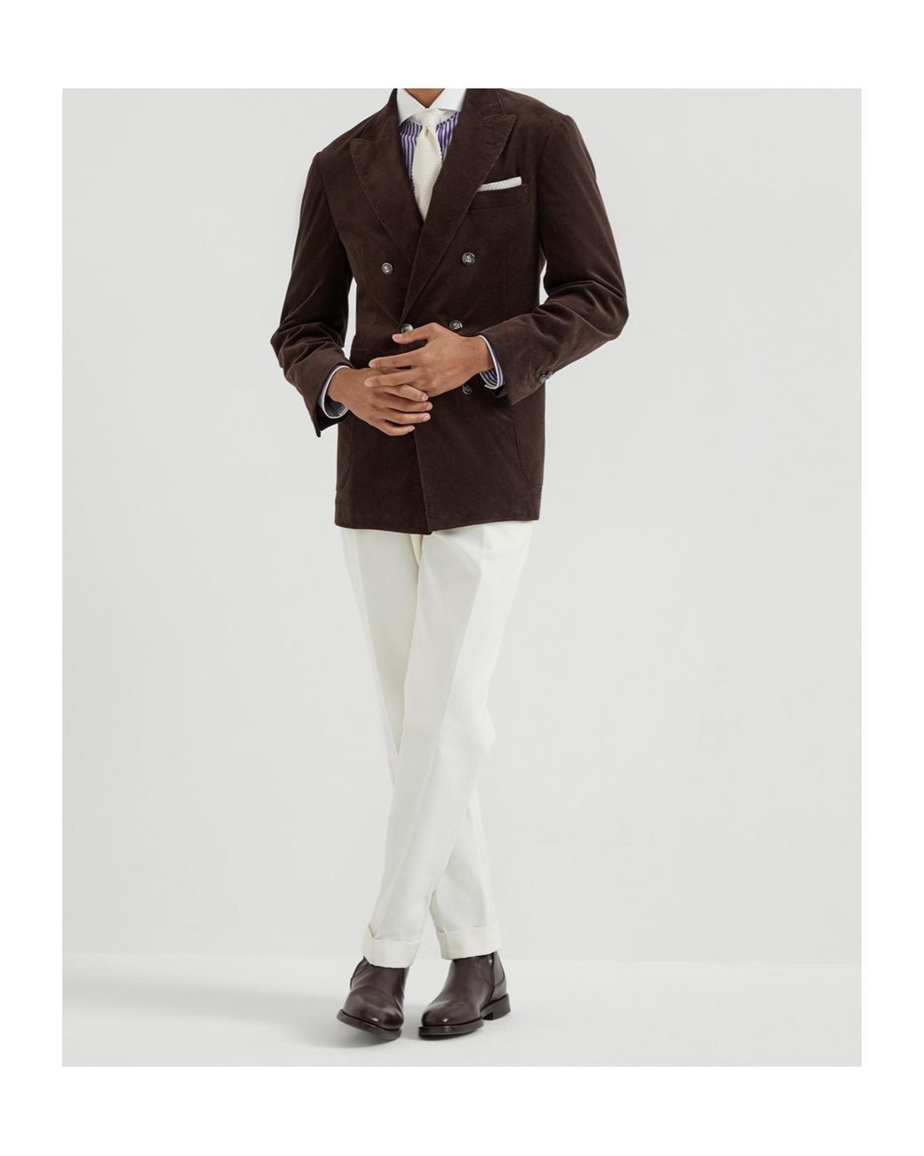Brunello Cucinelli Purple Striped Shirt for men