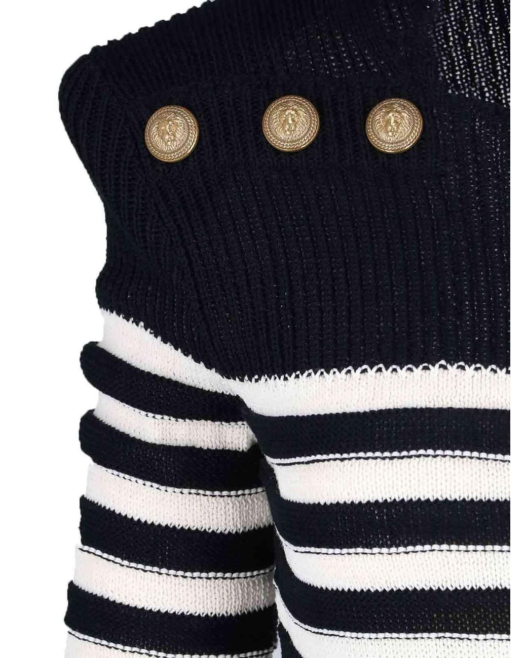 Balmain Black Striped Button-Detailed Mini Dress