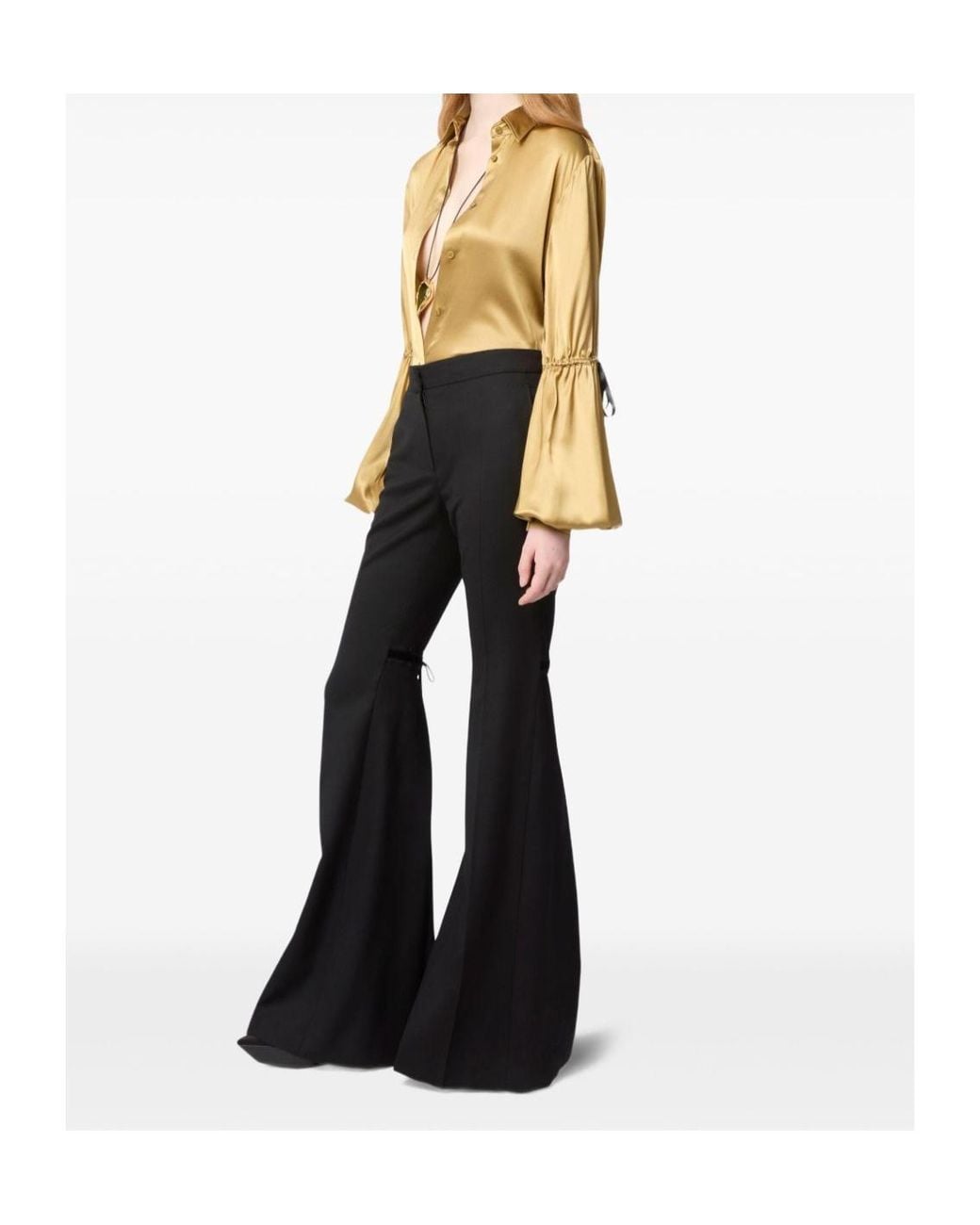 Nina Ricci Black Bow-Detail Flared Trousers