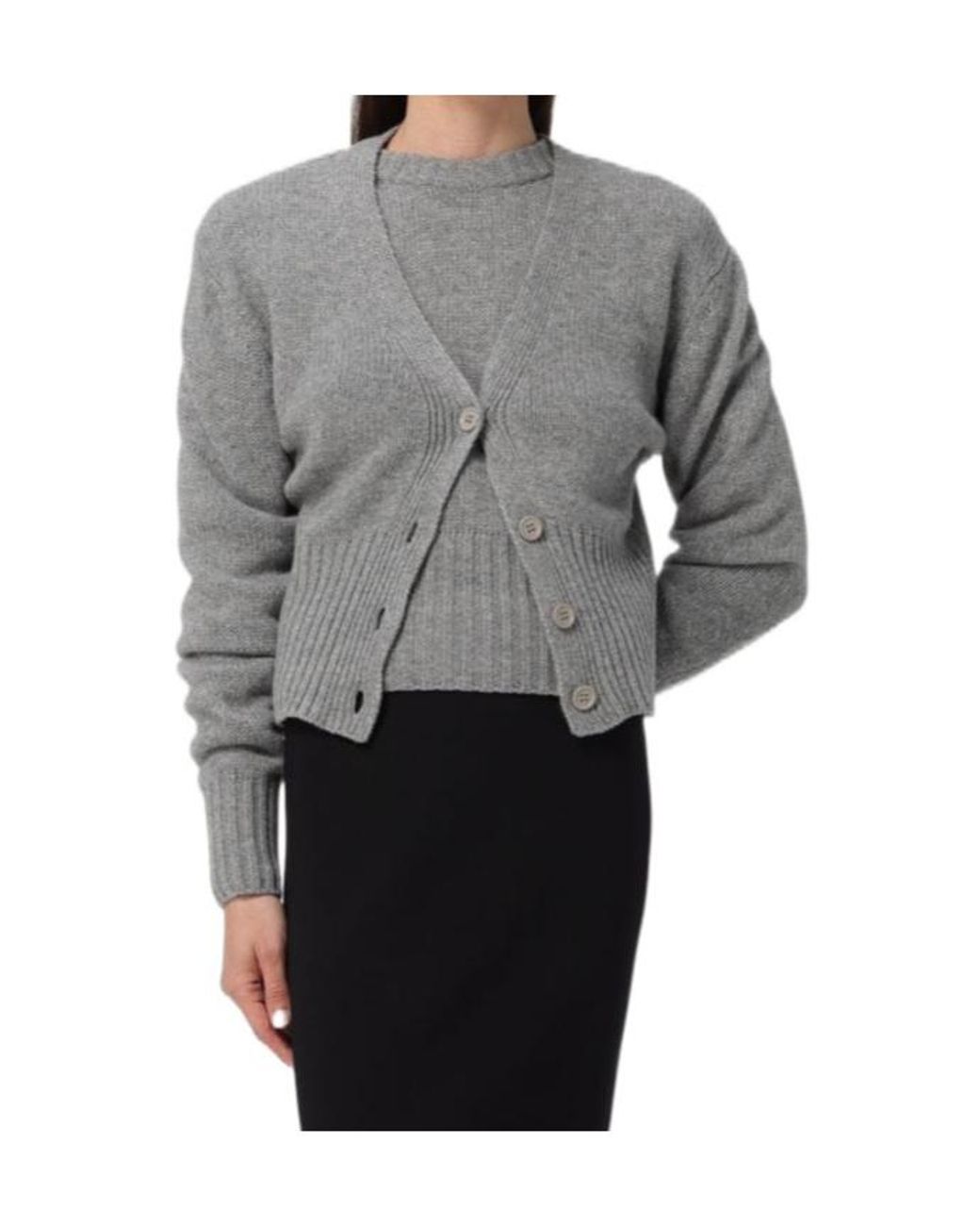 Fabiana Filippi Gray V-Neck Knitted Cardigan