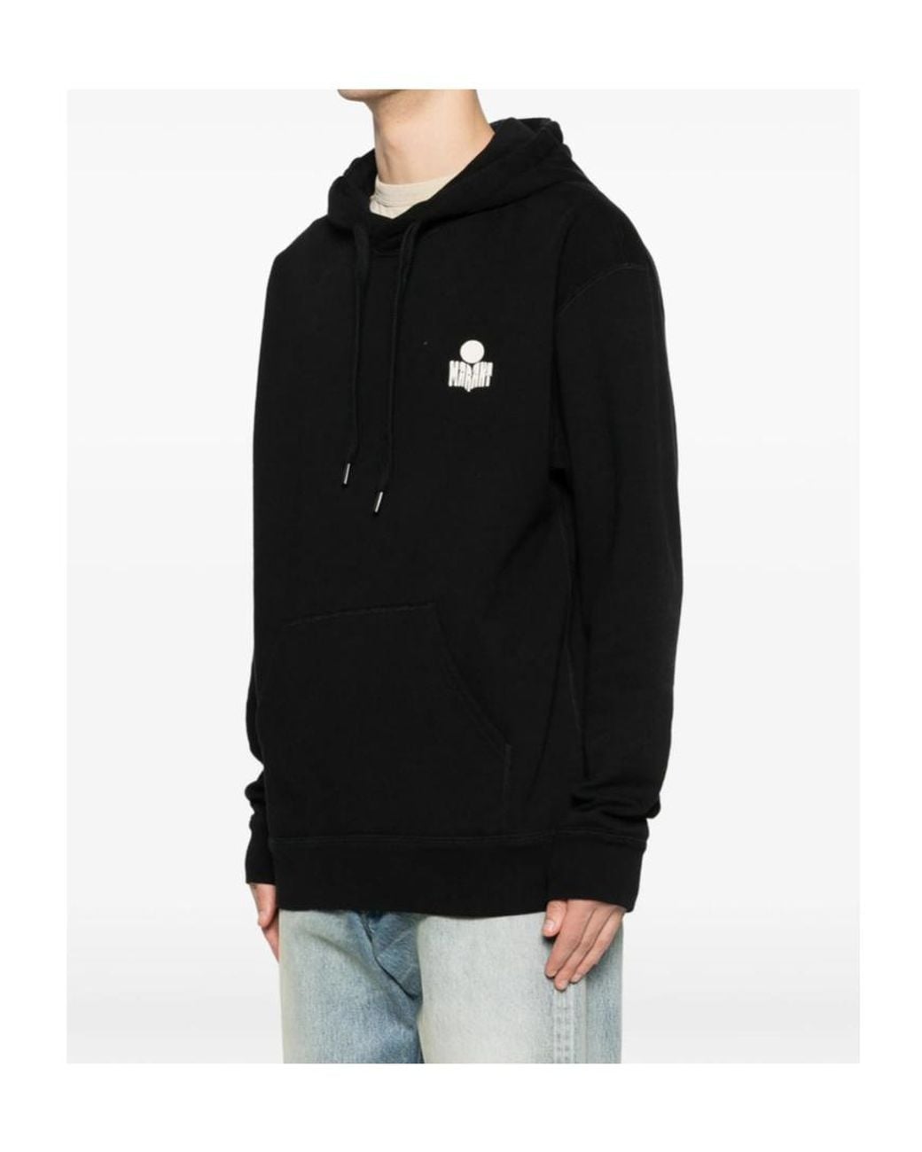 Isabel Marant Black Matte Logo-Embroidered Hoodie for men