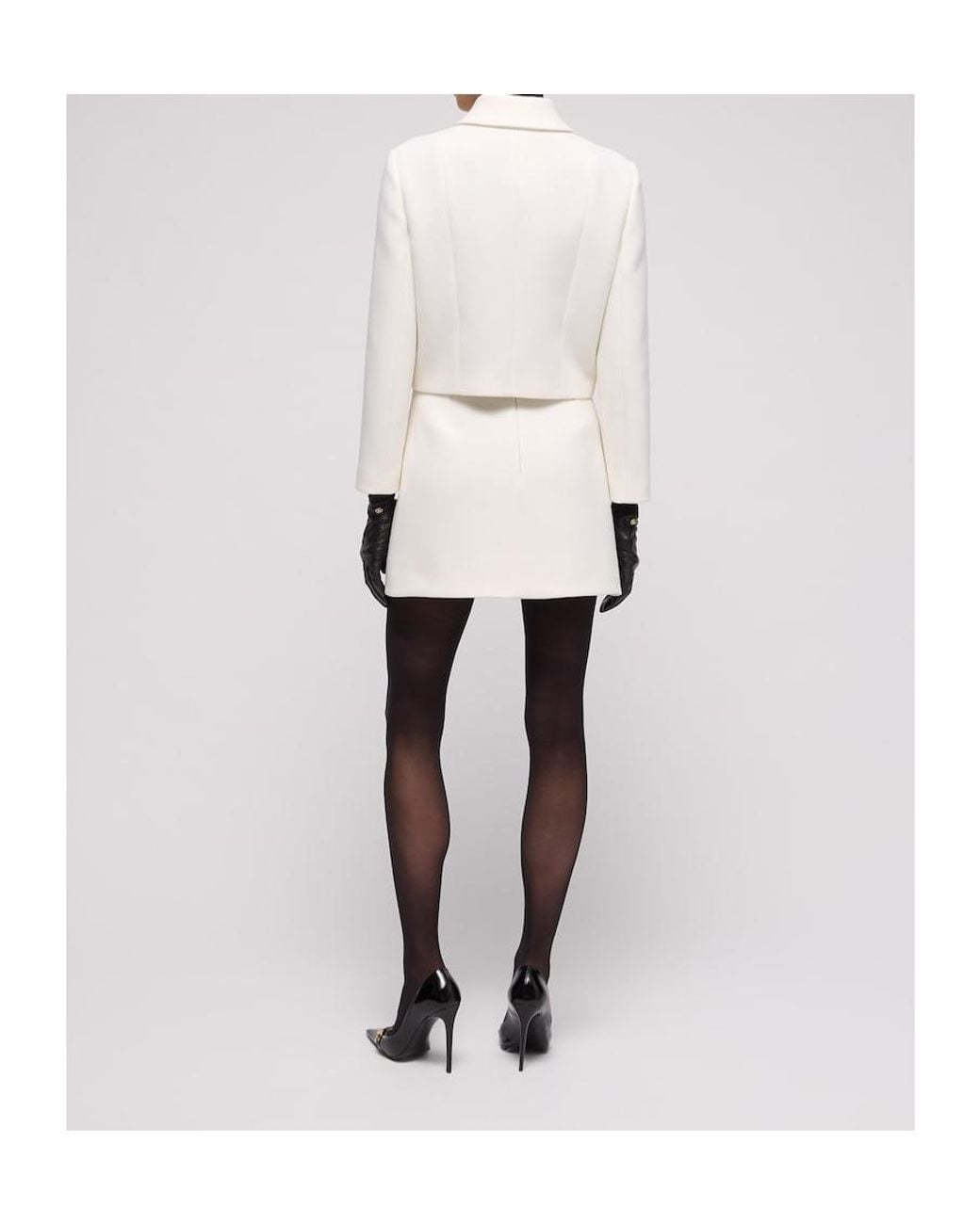 Gucci White Crêpe Wool Jacket With Double G Button