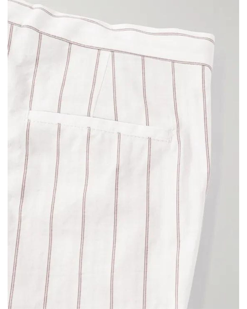 Brunello Cucinelli White Striped Drawstring Cotton Trousers for men