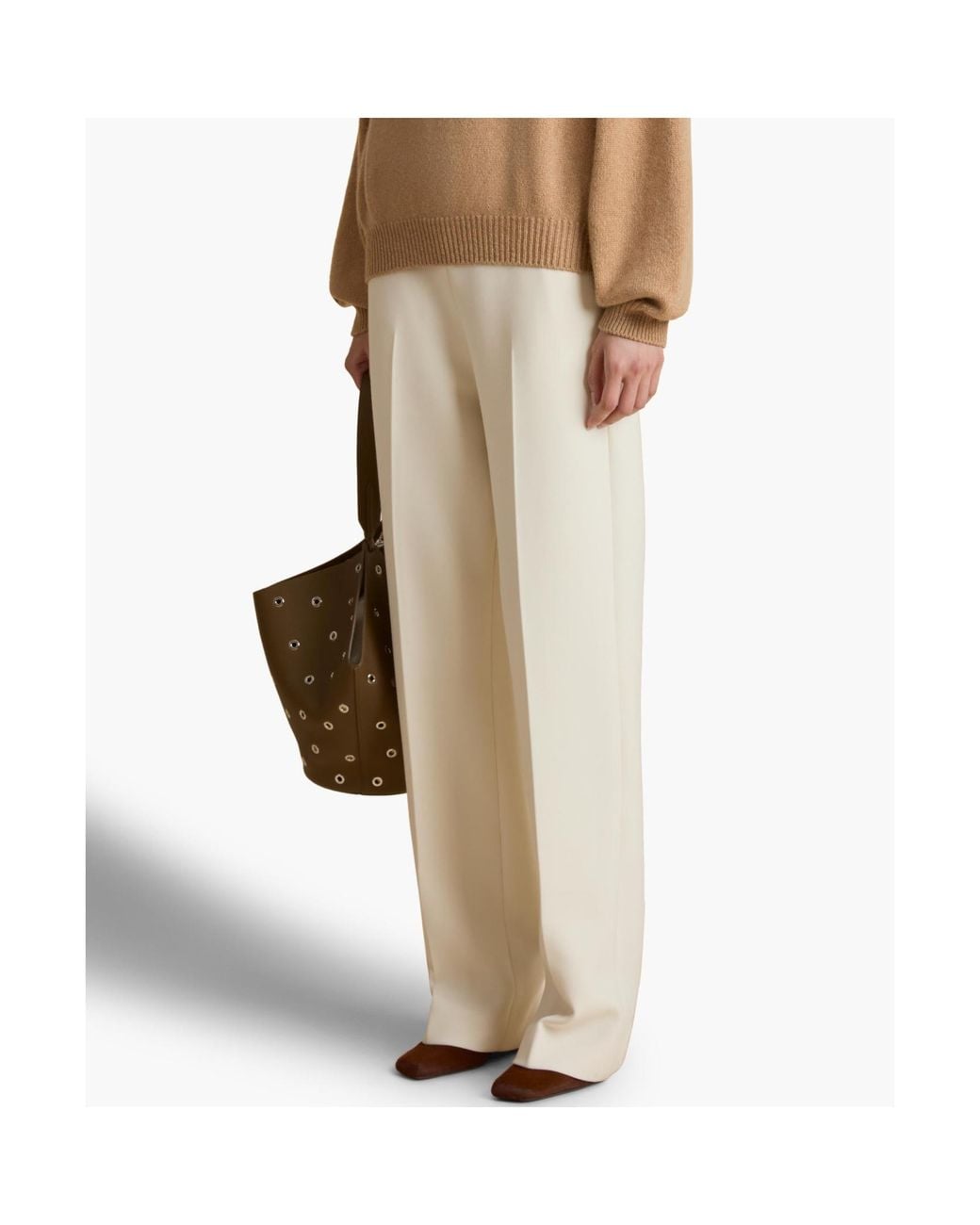 Khaite Natural Belt-Loop Casual Pants