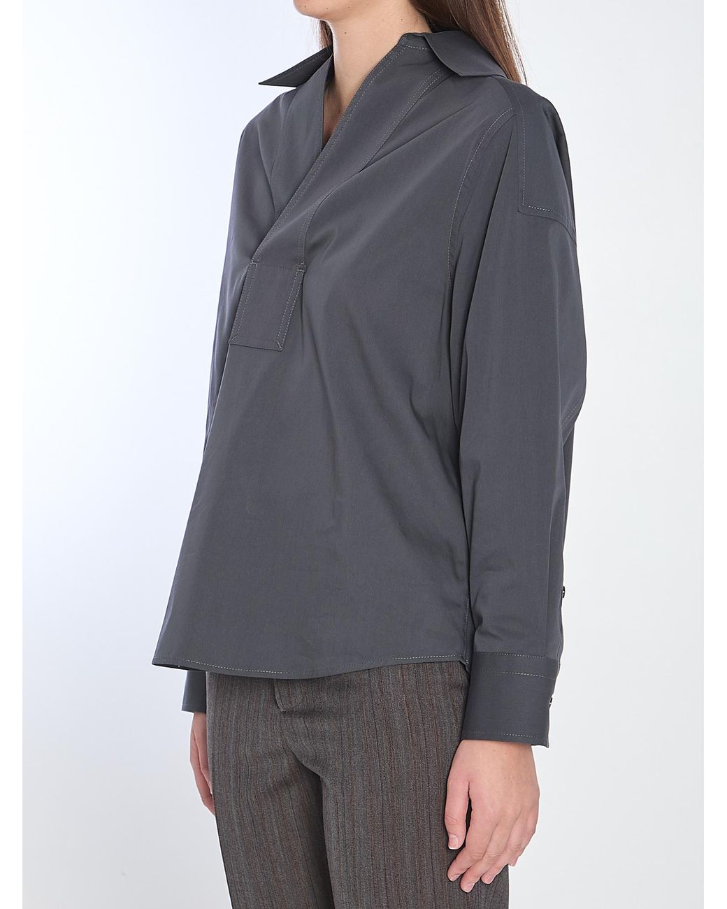 Bottega Veneta Gray Contrast Stitched Shirt