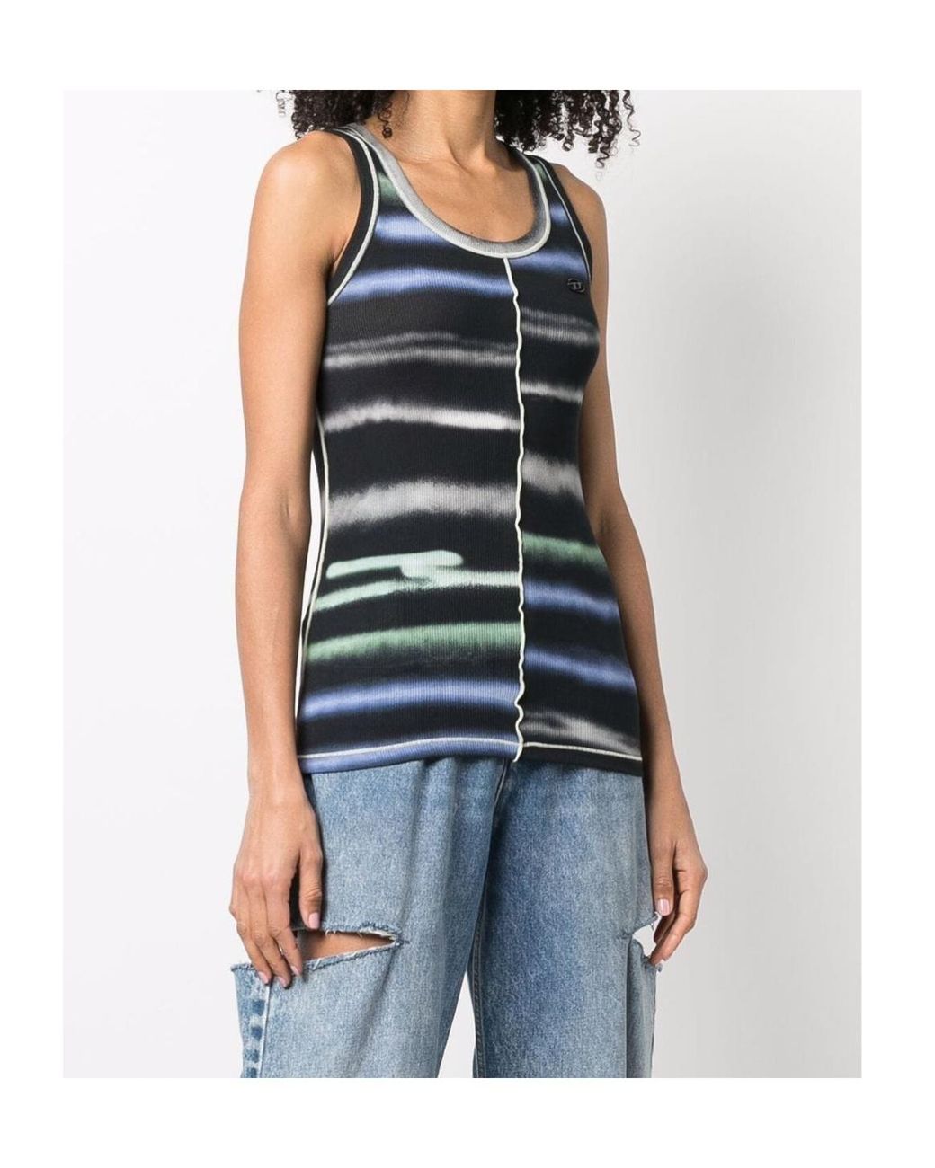 DIESEL Blue T-Ankycut Striped Vest Top