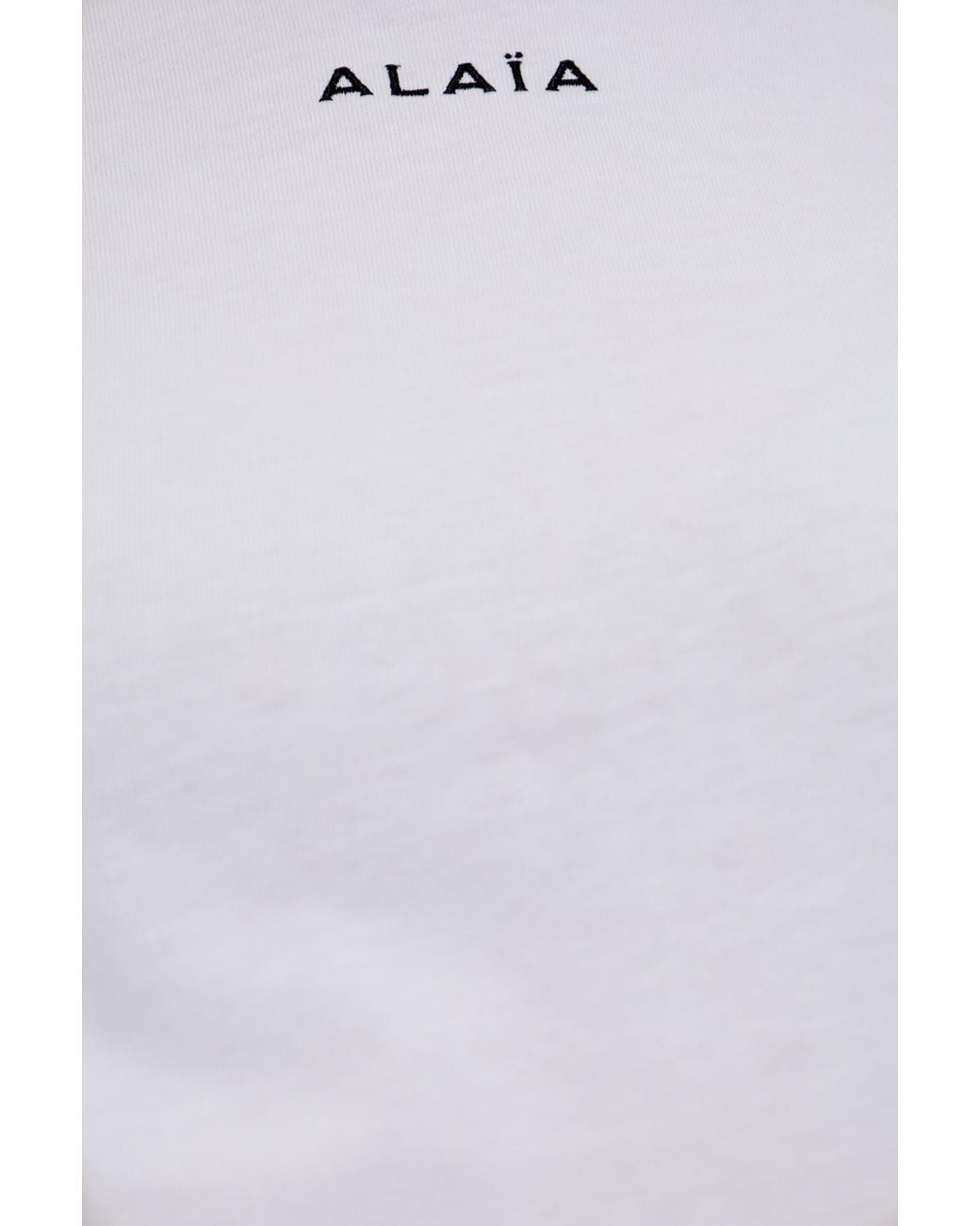 Alaïa White Alaïa Logo Embroidered Crewneck T-Shirt