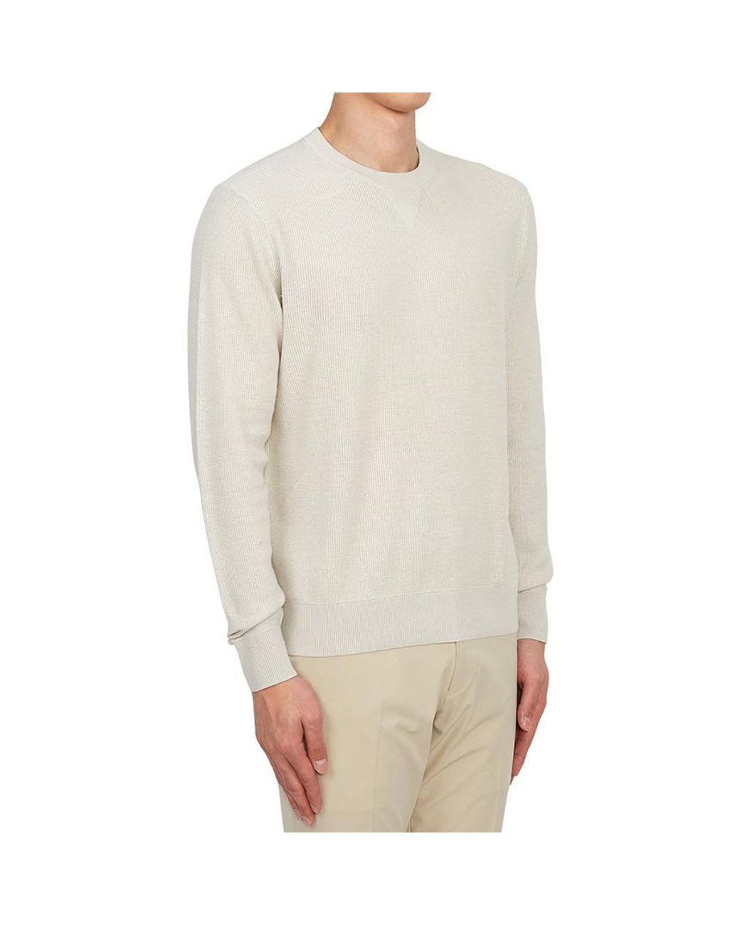 Theory White Crew-Neck Ribbed-Knit Jumper for men