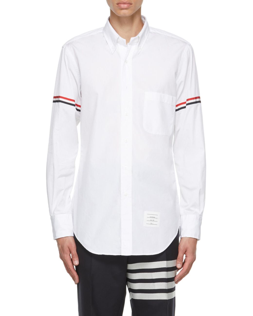 Thom Browne White Rwb Striped Long-Sleeved Shirt for men