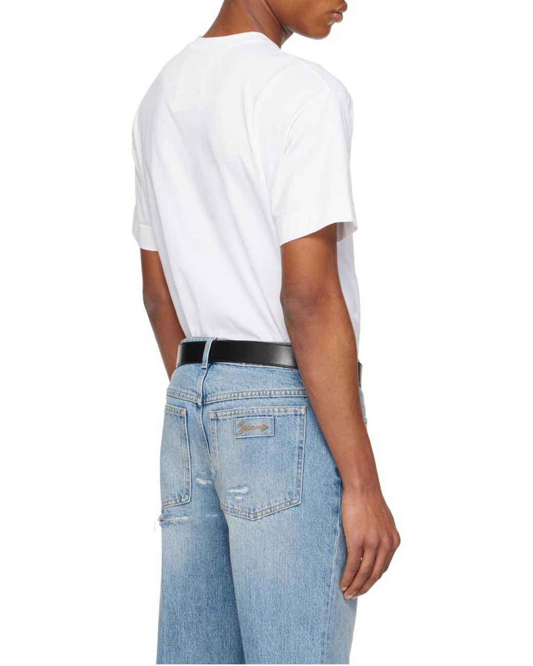 Givenchy White Logo Embroidered Crewneck T-Shirt for men