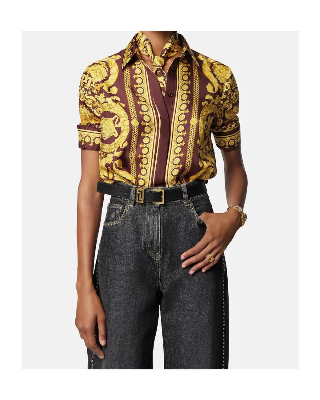 Versace Metallic Barocco-Print Scarf