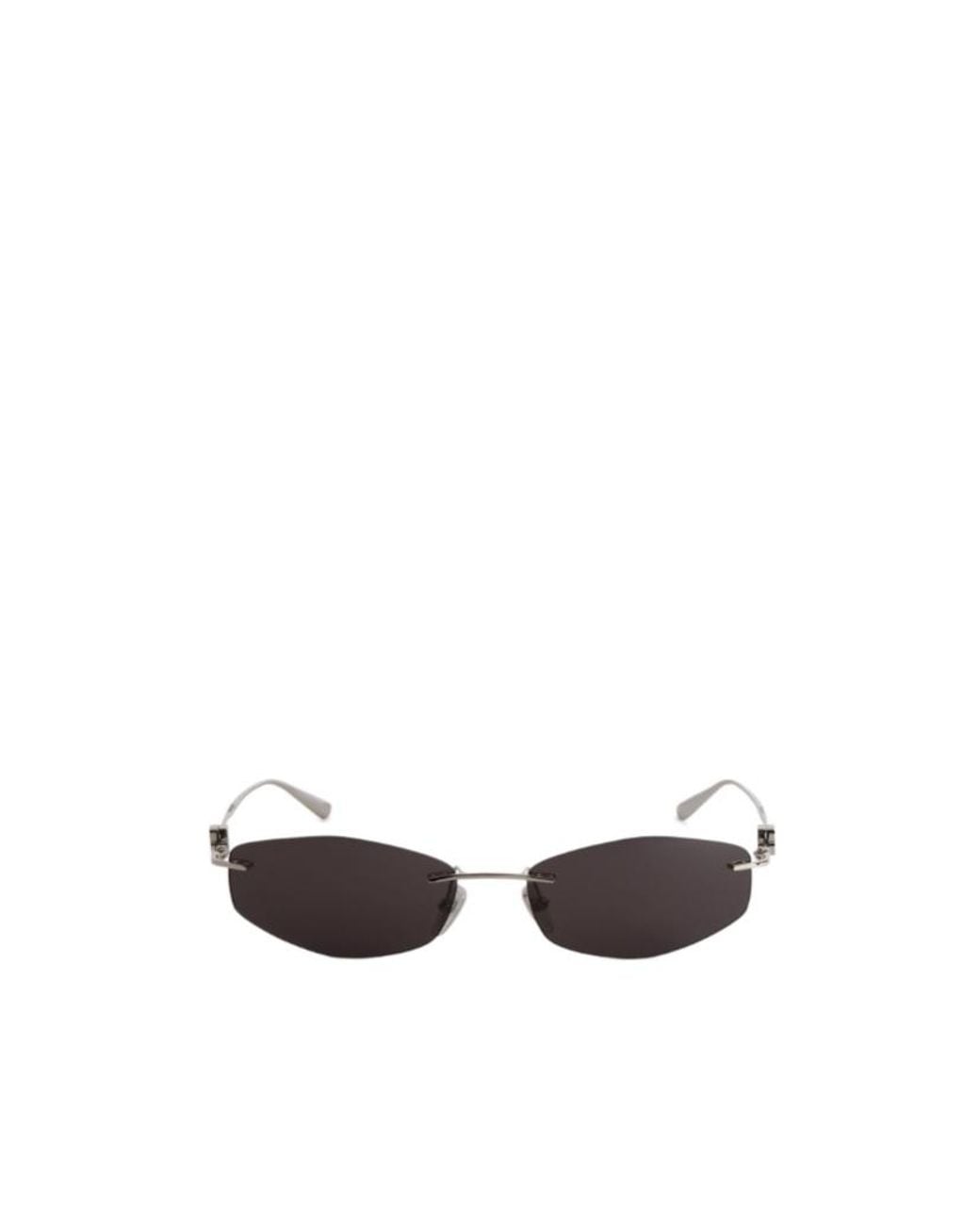 Balenciaga White Rimless Geometric Sunglasses for men