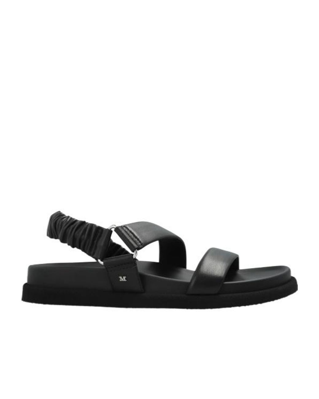 Max Mara Black Mxamacro Ruched Strap Leather Sandals