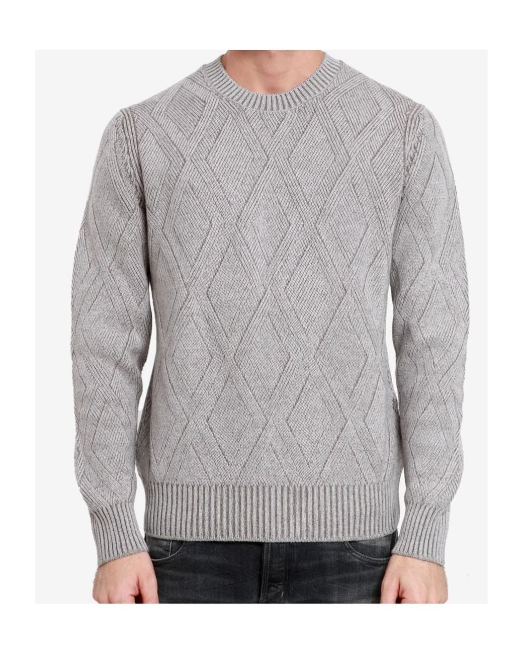 Gran Sasso Gray Round Neck Sweater for men