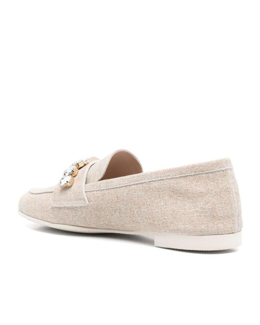 Casadei Natural Crystal-Embellished Loafers