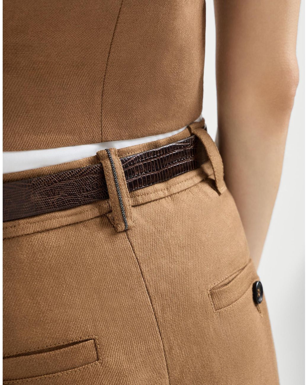 Brunello Cucinelli Brown Monili Detailed Midi Skirt