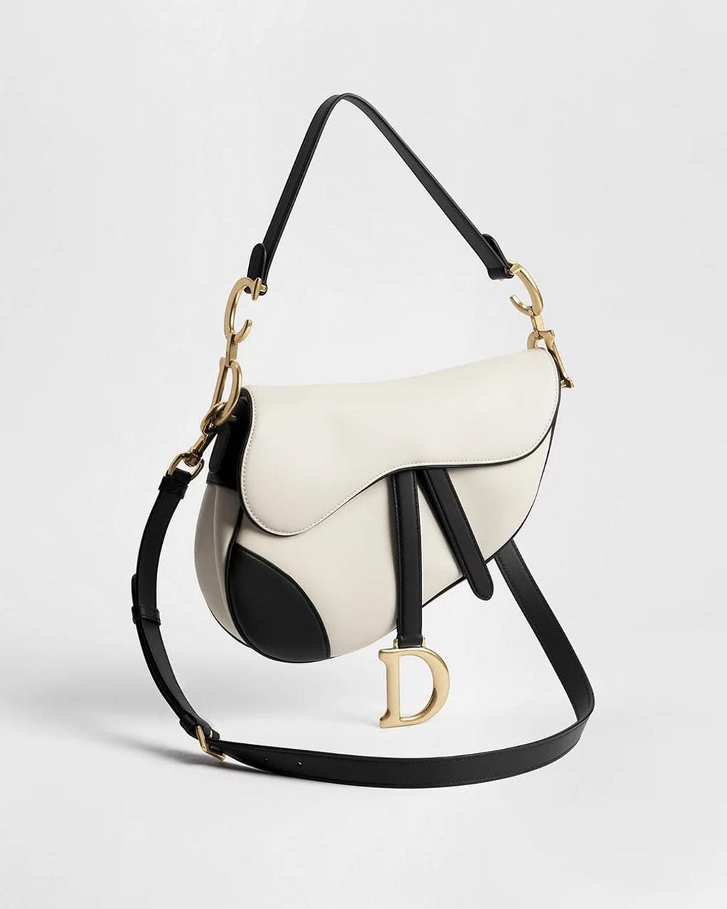Dior White Saddle Bag With Strap