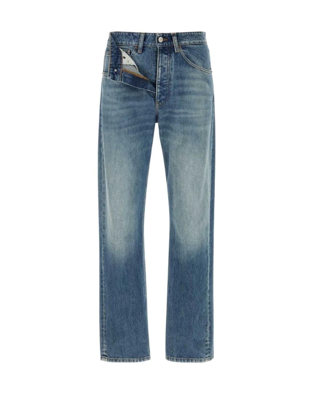 MM6 by Maison Margiela Blue Asymmetric Waistband Jeans for men
