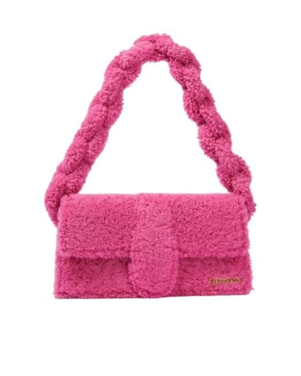 Jacquemus Pink Le Bambidou Shearling Shoulder Bag