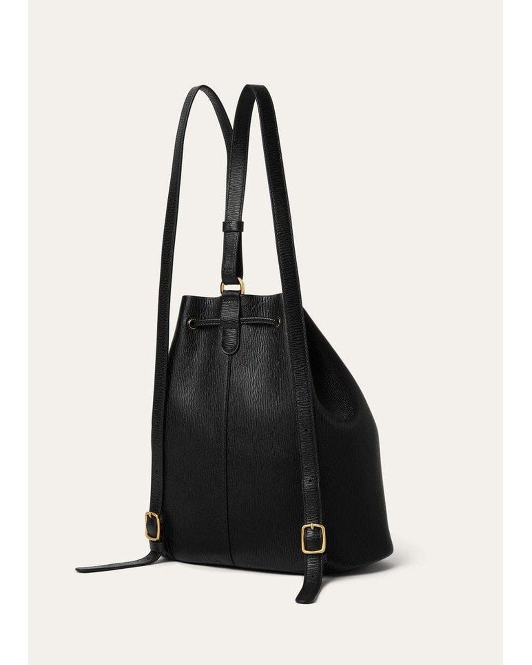 Loro Piana Black Extra Drawstring L27 Backpack