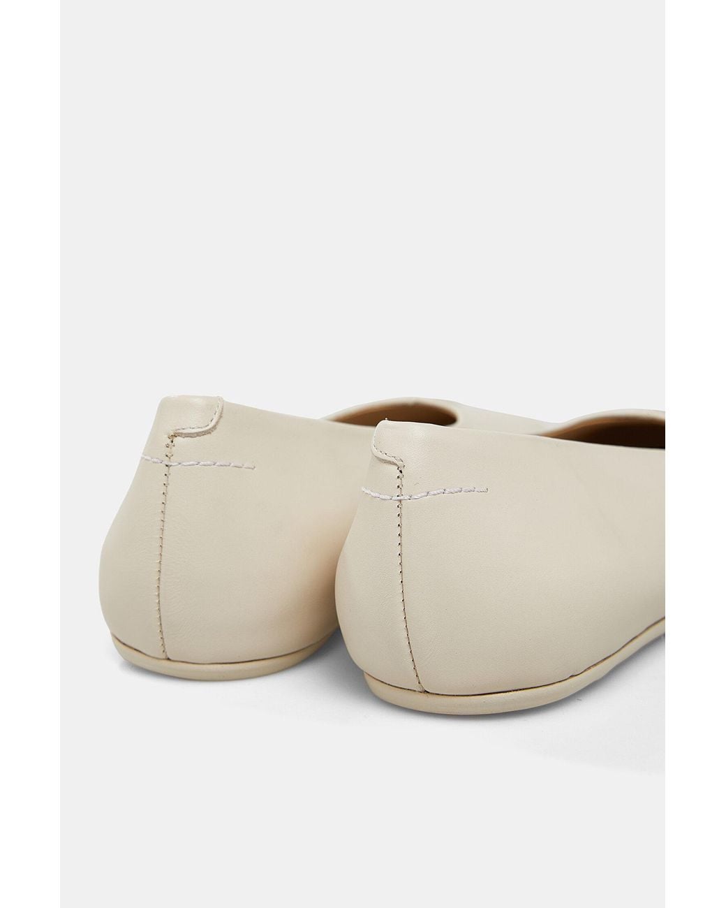 MM6 by Maison Margiela White Stitch-Out Asymmetric Toe Ballerina Shoes