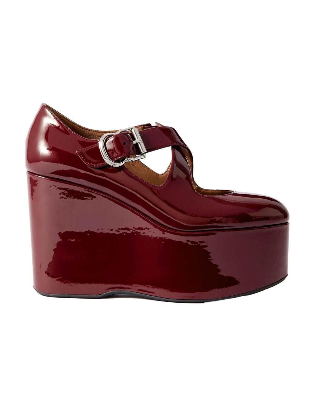 Alaïa Red Round-Toe Wedge Sandals