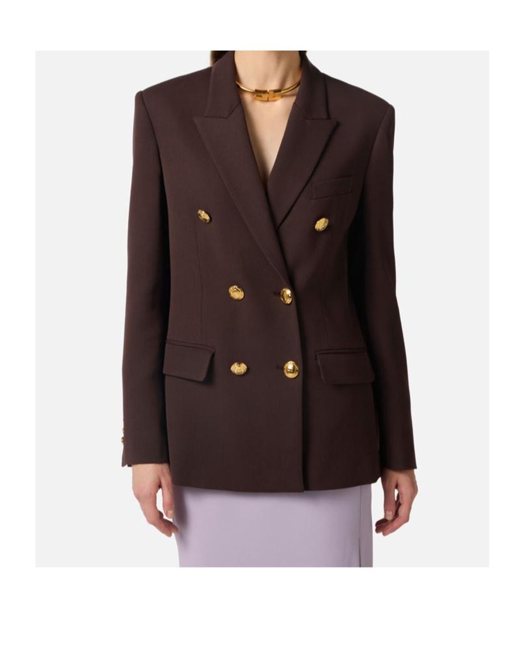 Elisabetta Franchi Blue Gabardine Double-Breasted Jacket