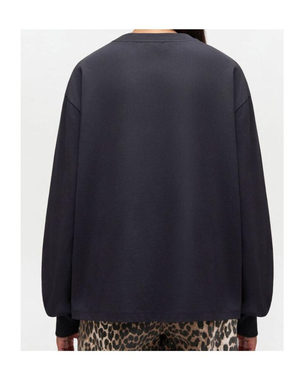 Ganni Blue Long-Sleeved Crewneck T-Shirt