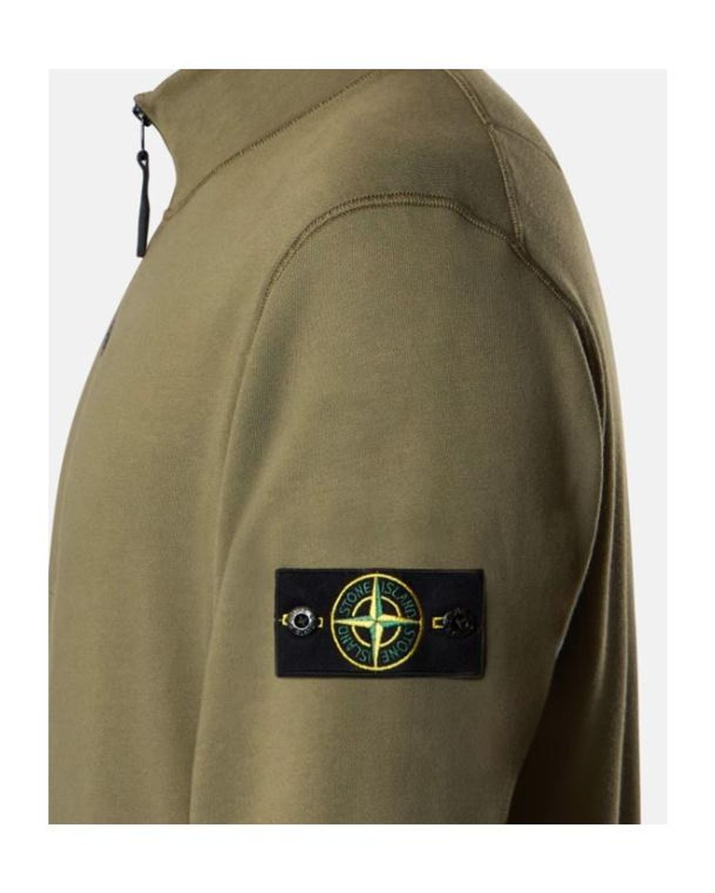 Stone Island Green Half-Zip Logo Sweatshirt for men