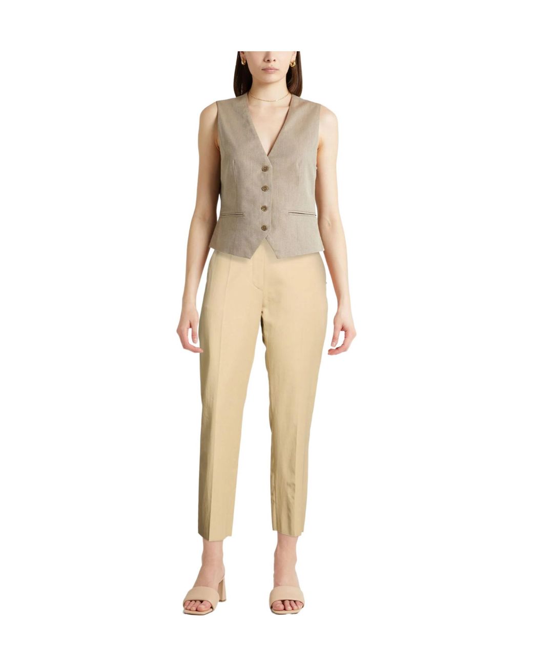 Sportmax Natural Straight-Leg Dress Pants