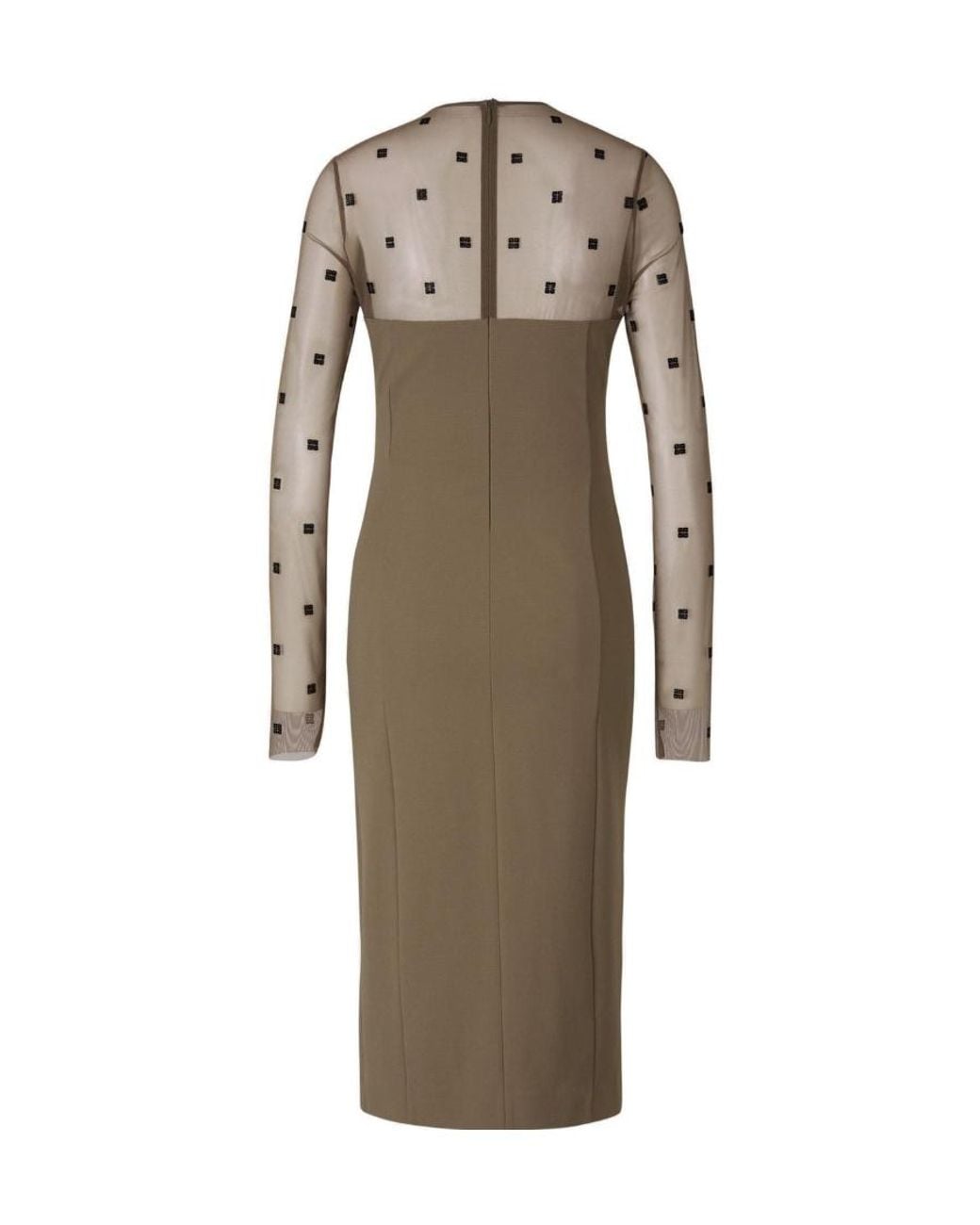 Givenchy Natural V-Neck Sheer Monogrammed Midi Dress
