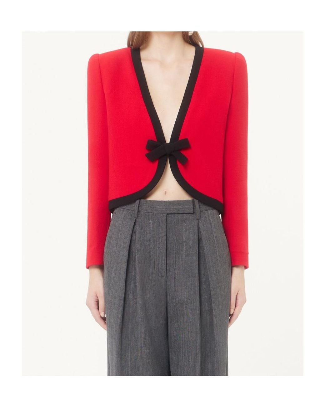 Red Jacket Normal Valentino Wool Crepe Jacket in Red | Lyst