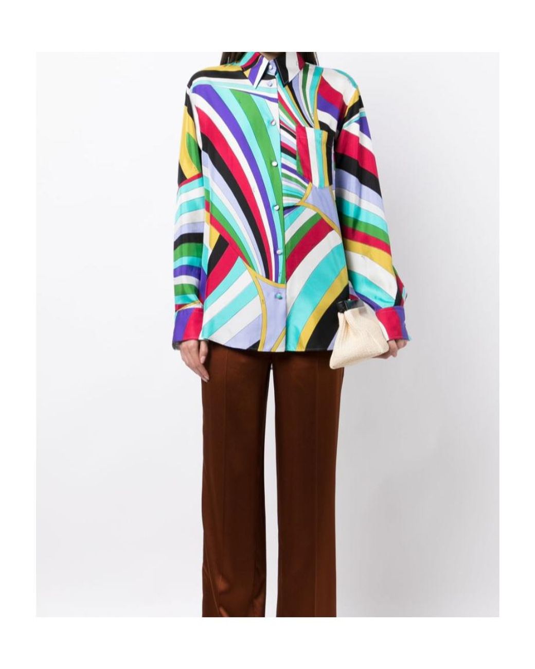 Emilio Pucci White Abstract-Print Silk Shirt