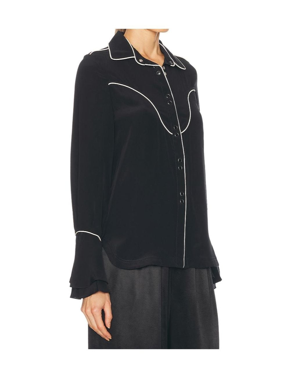 Johanna Ortiz Black Piped-Cuff Shirt