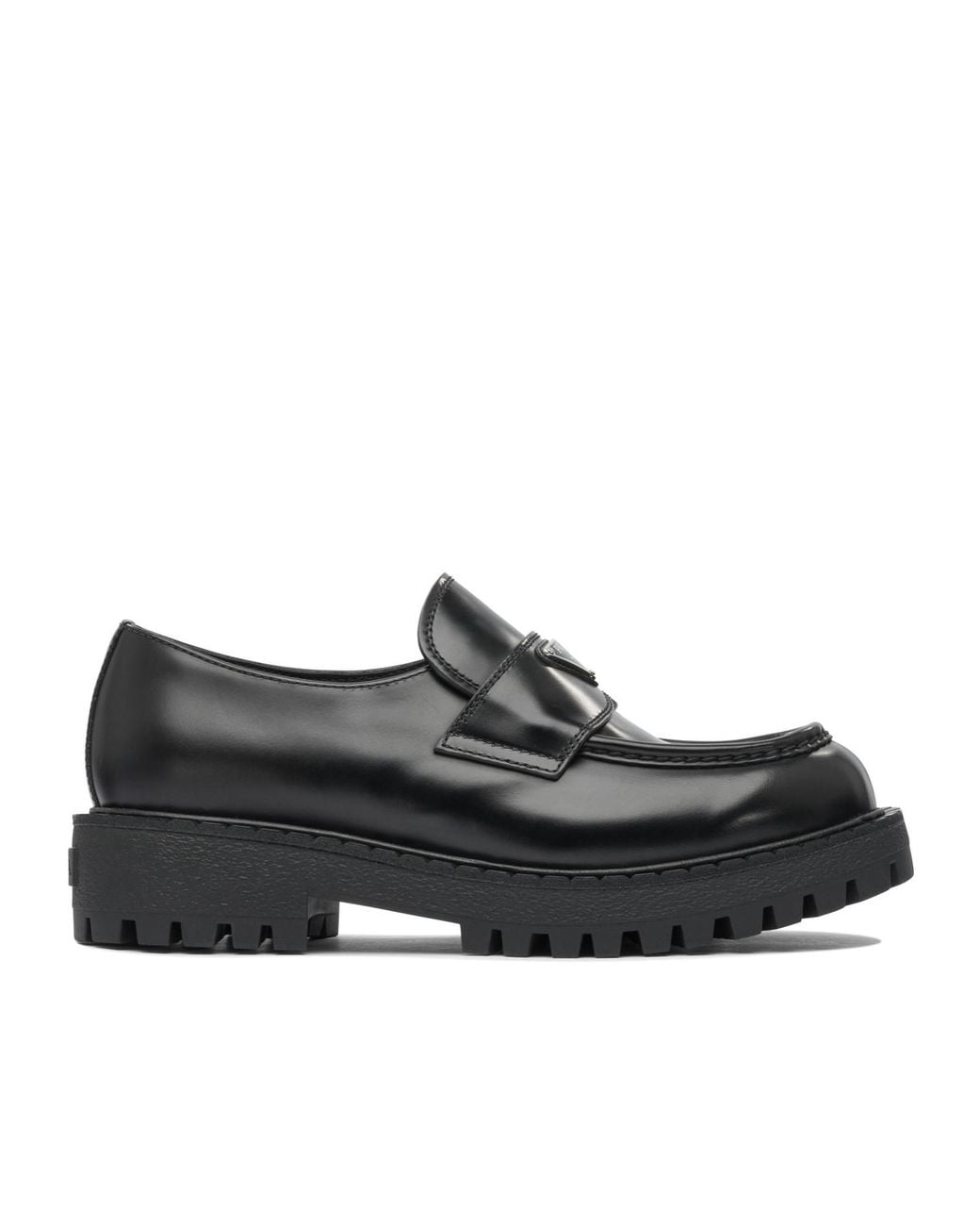 Prada Black Logo Plaque Slip-On Loafers for men