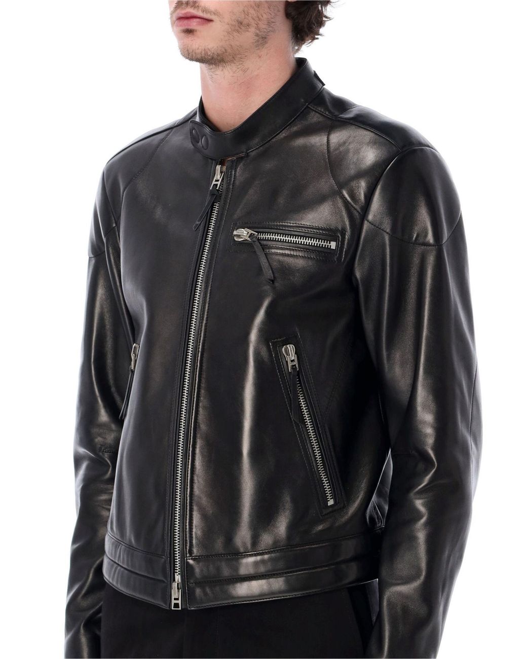 Tom Ford Black Leather Biker Jacket for men