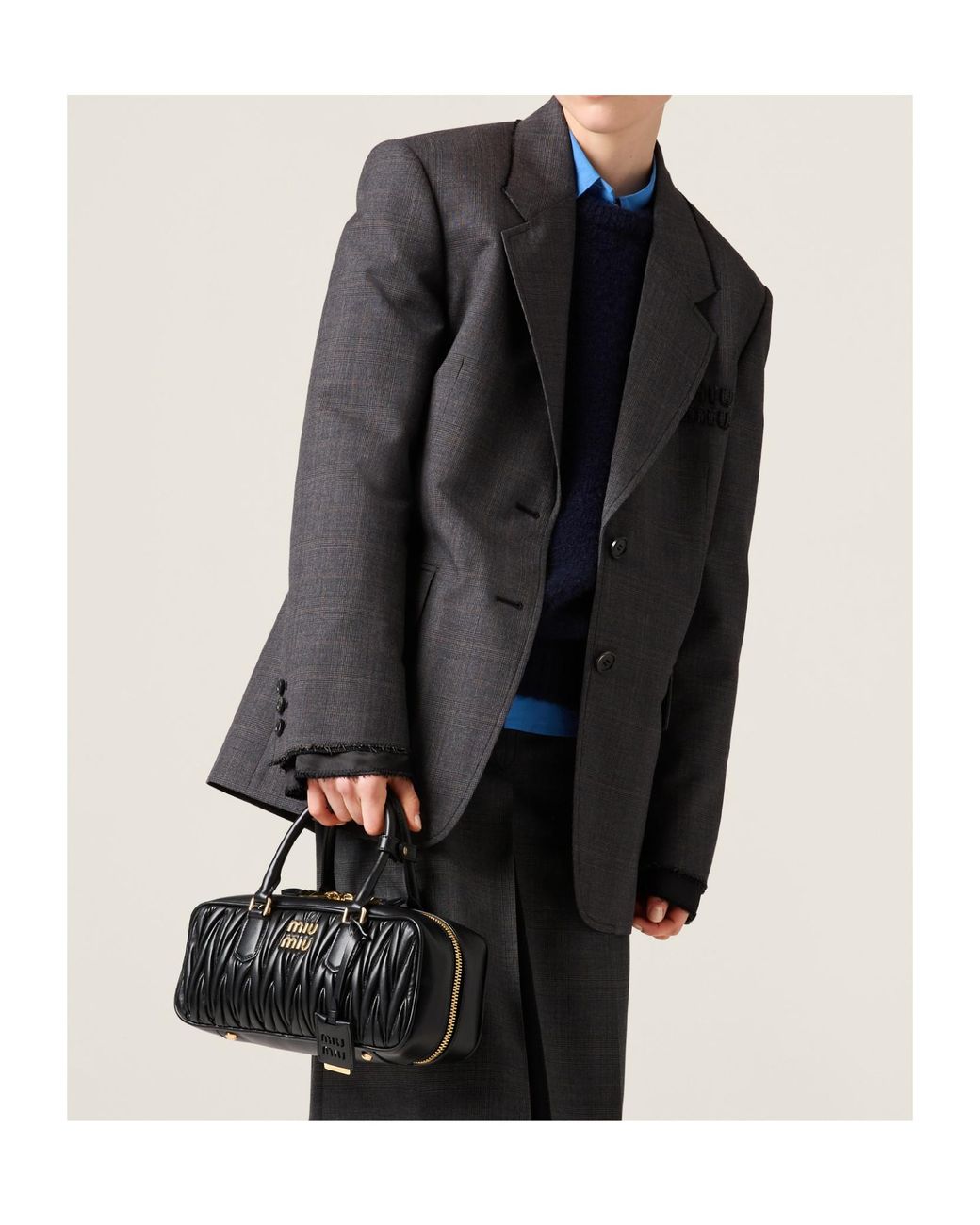 Miu Miu Black Single-Breasted Prince Of Wales Checked Jacket