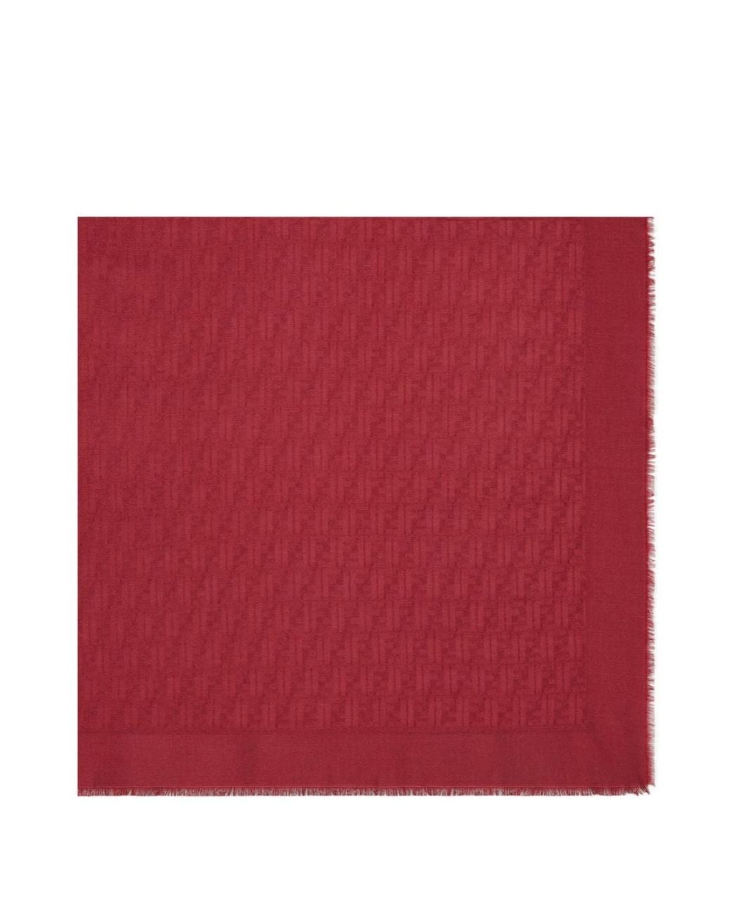 Fendi Red Ff Signature Fringed Shawl