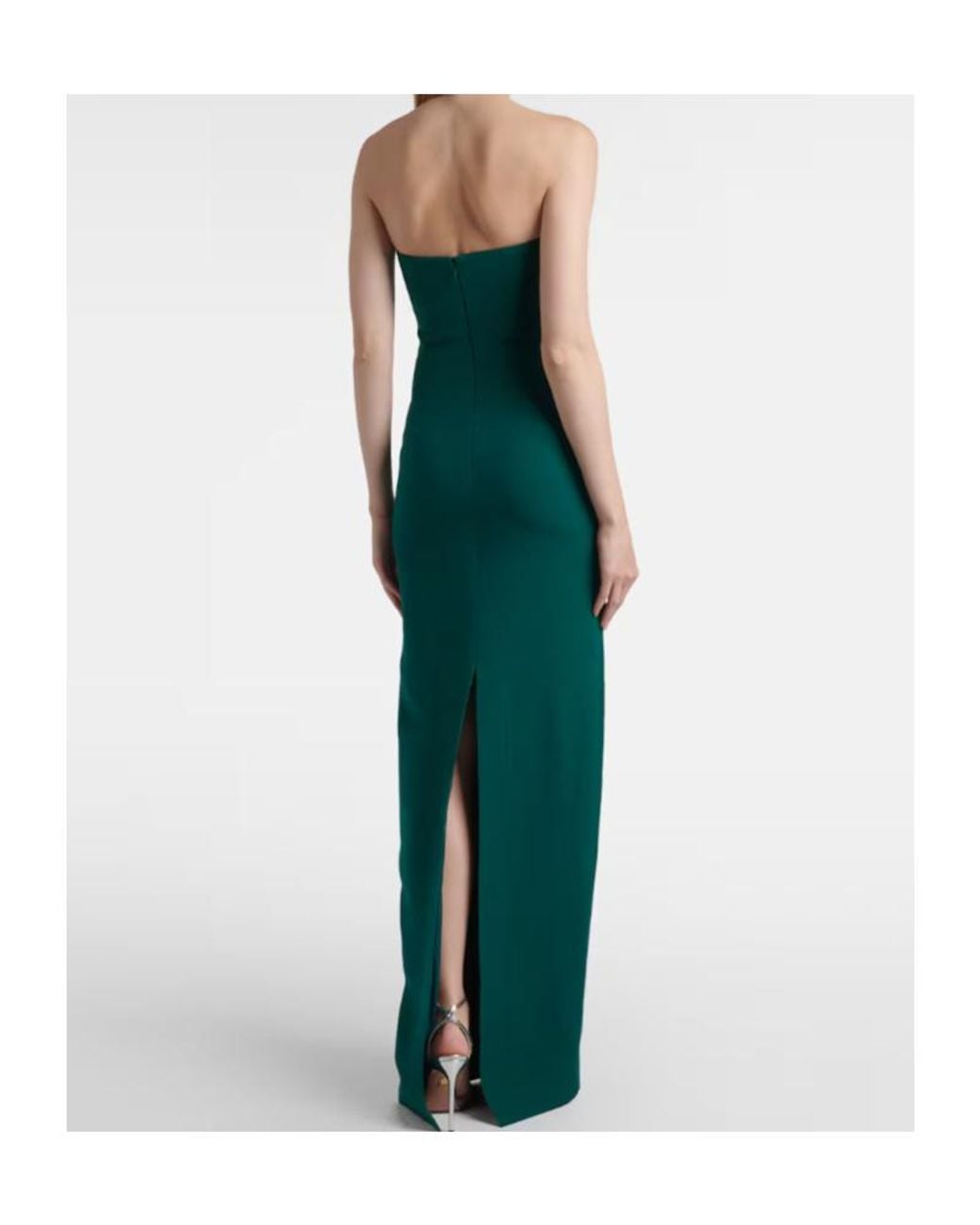 Roland Mouret Green One-Shoulder Wool And Silk Corset Gown