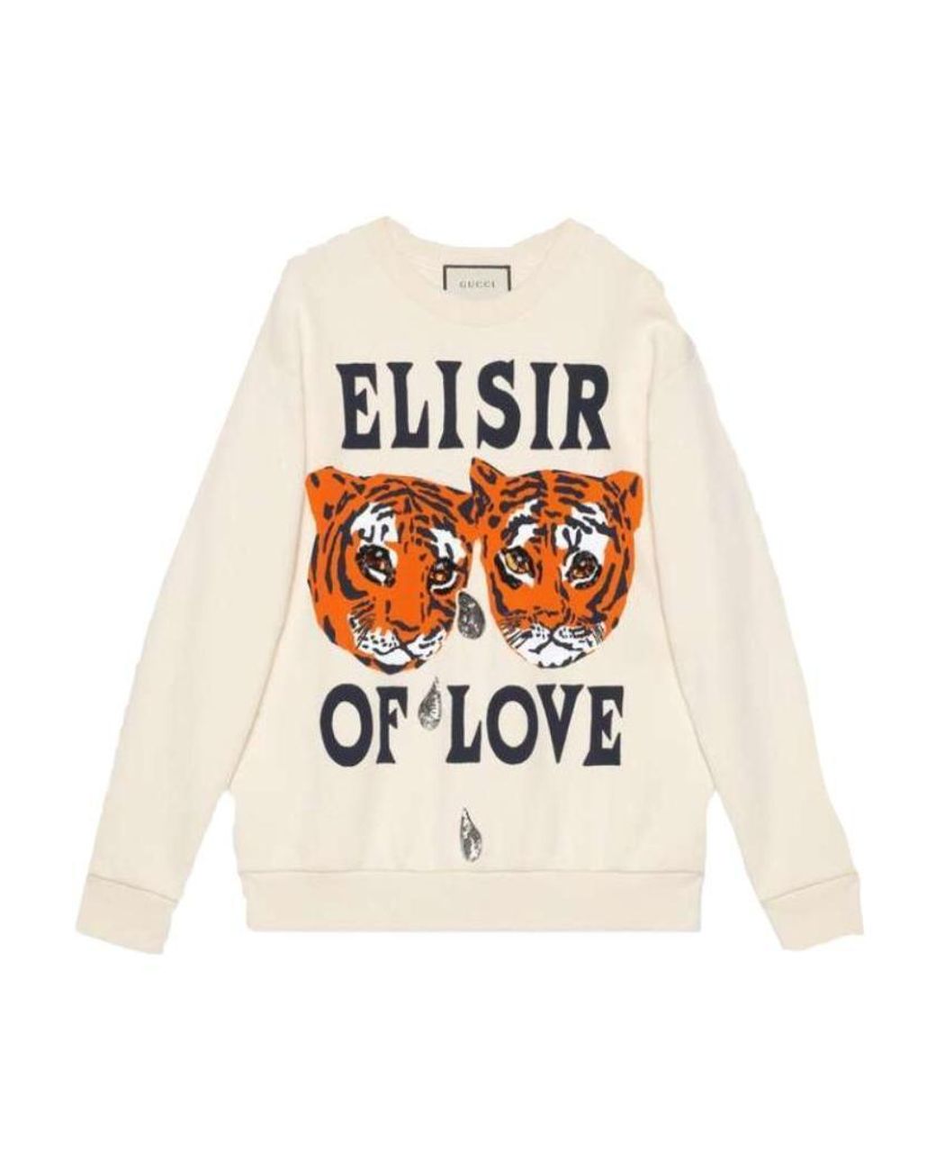 Gucci White Round-Collar Embroidered Sweatshirt