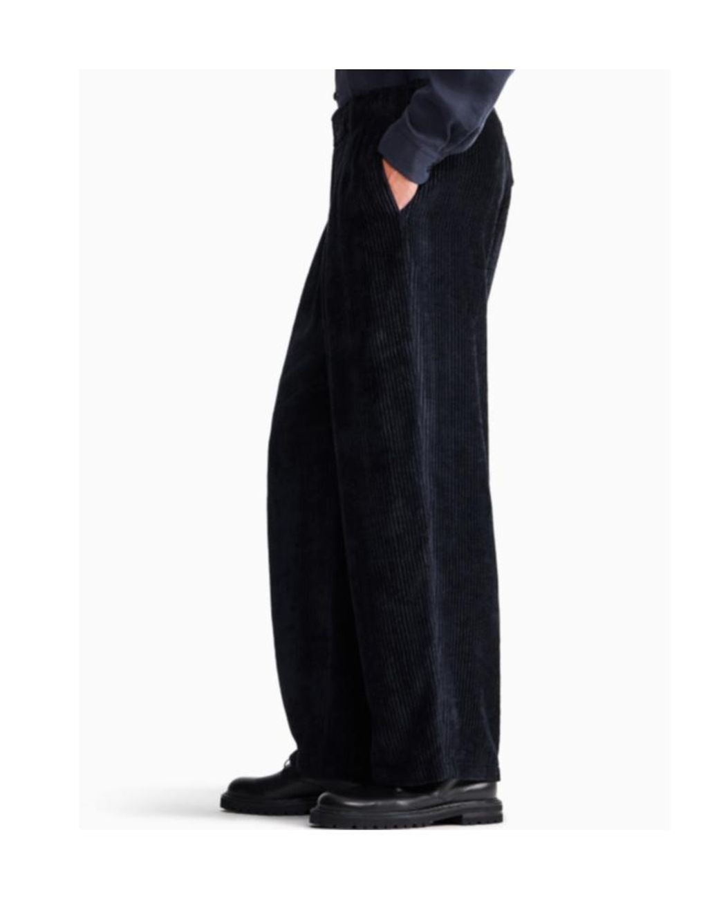 Giorgio Armani Blue Wide-Leg Corduroy Pants for men