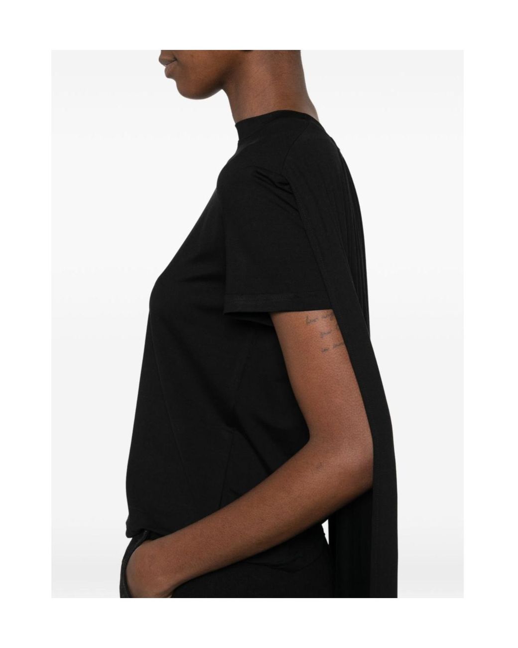 Magda Butrym Black Scarf Detailed Fitted T-Shirt