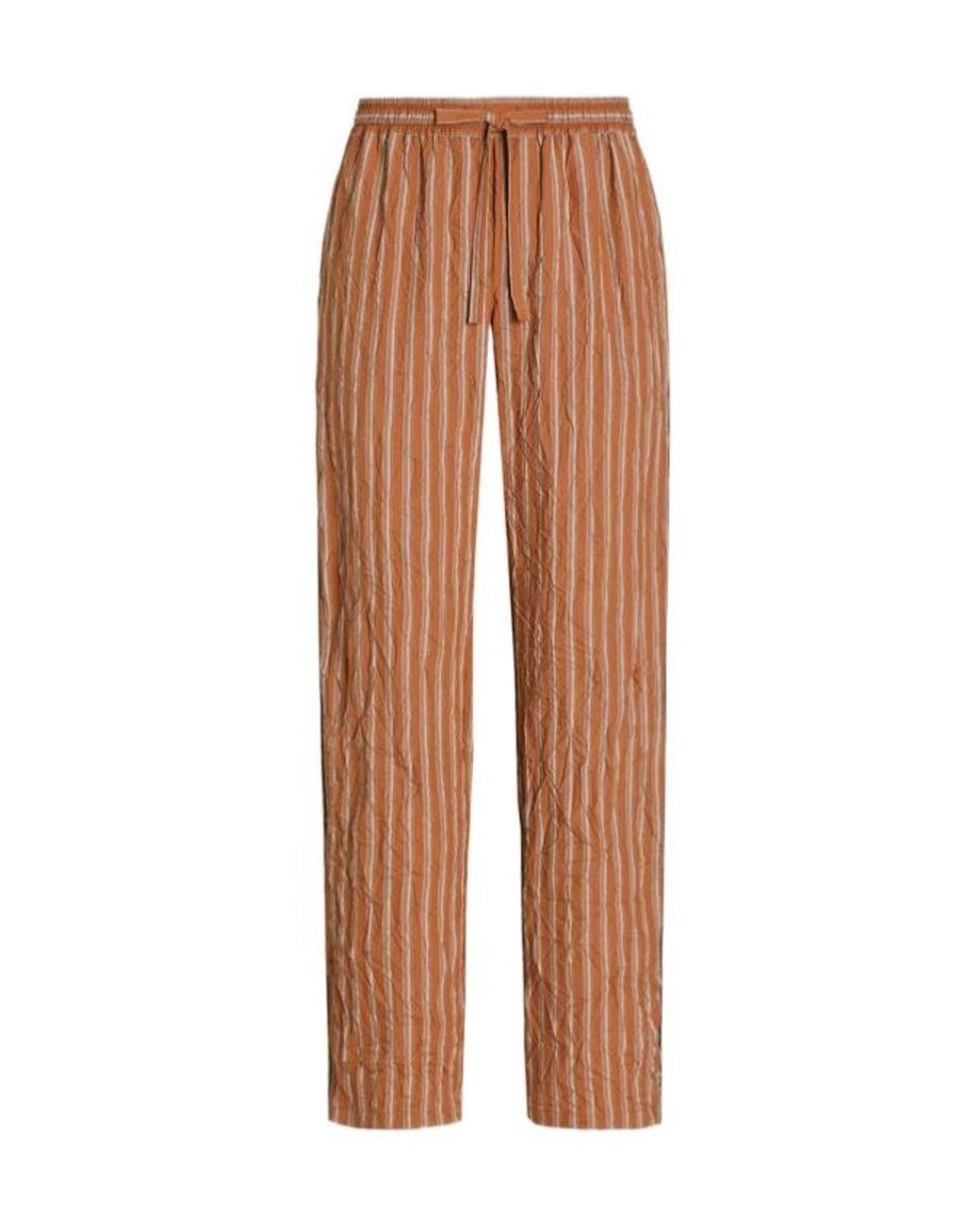 Dolce & Gabbana Brown Striped Crinkle Trousers for men