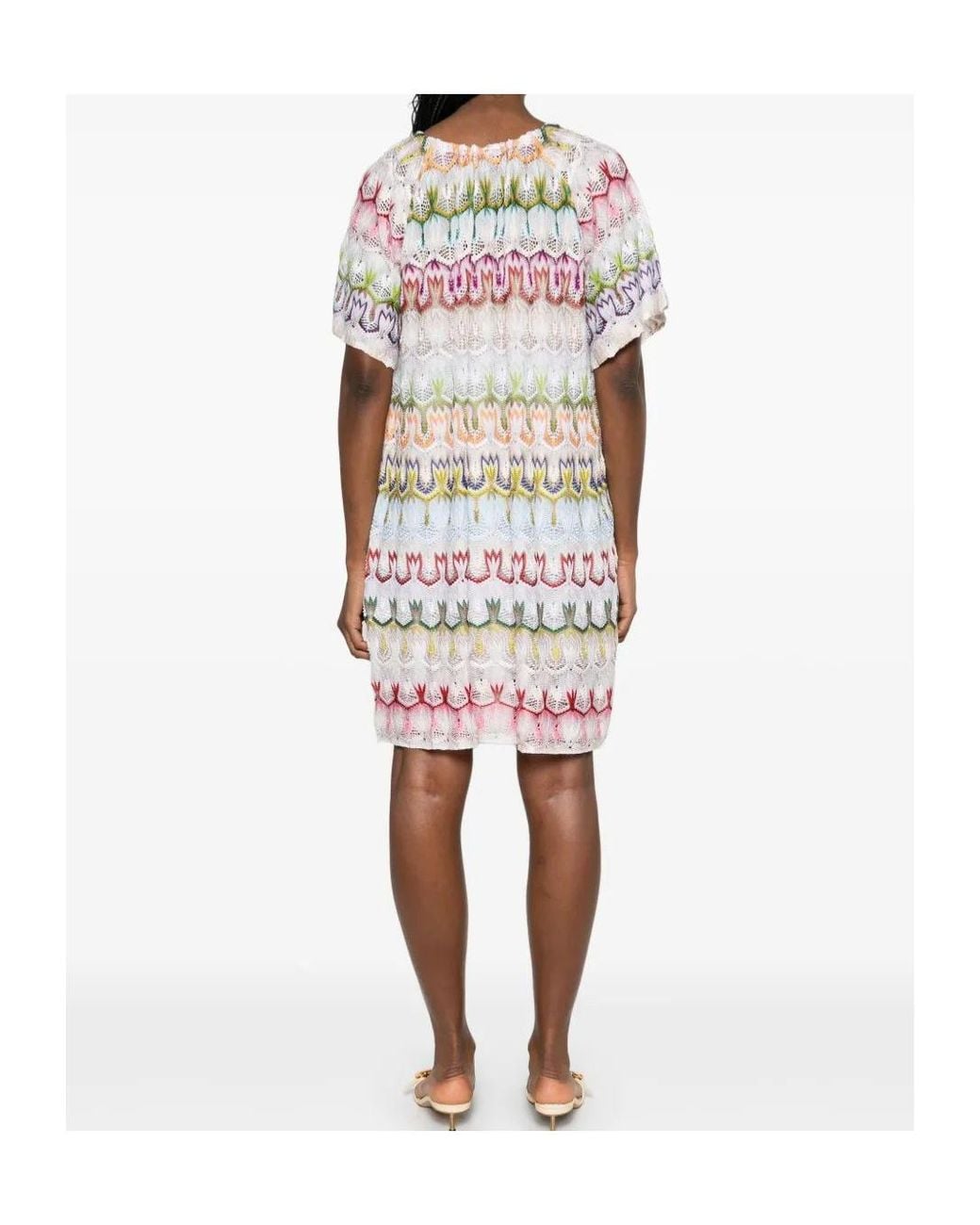 Missoni Pink Crochet-Knit Mini Dress