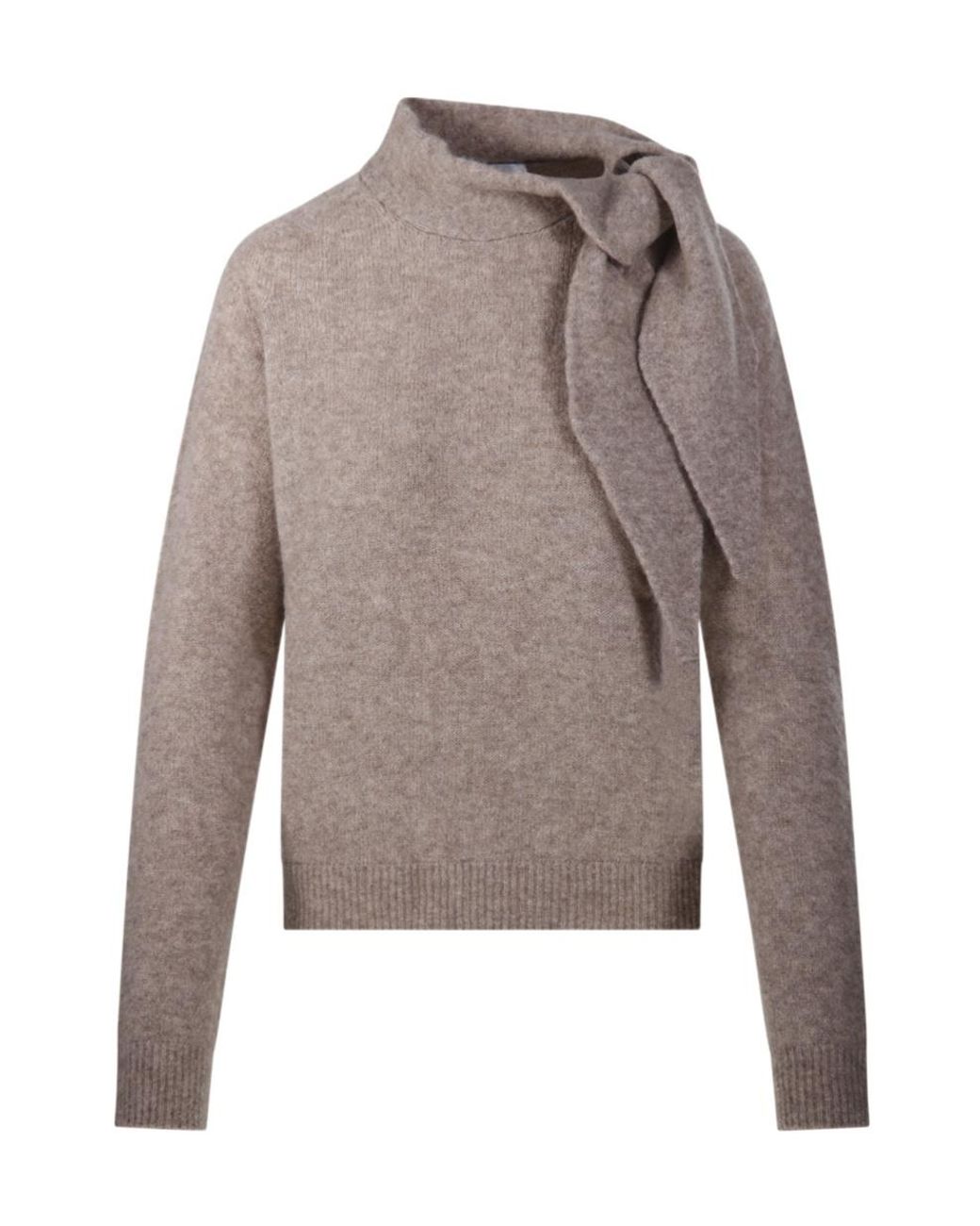 Roberto Collina Gray Tie-Neck Knitted Sweater
