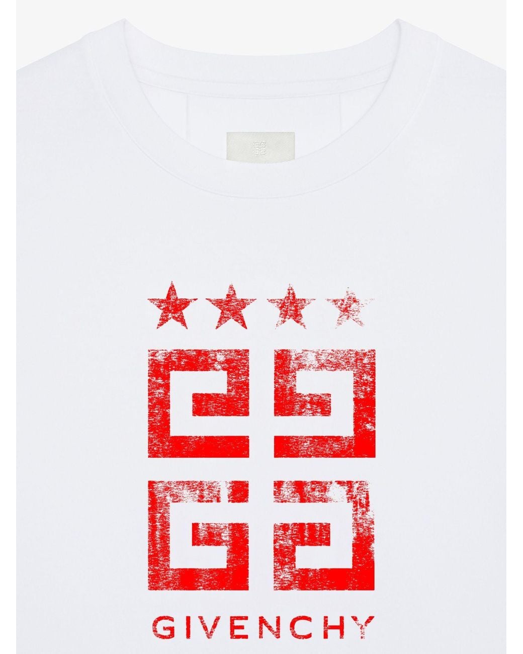 Givenchy White 4G Emblem Printed Crewneck T-Shirt for men