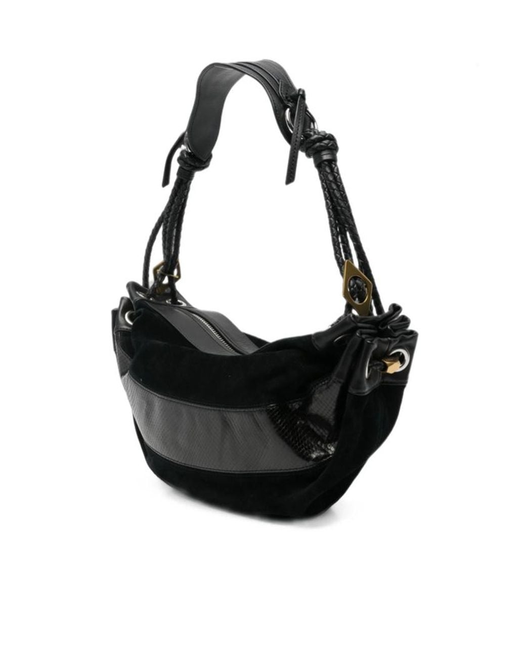 Isabel Marant Black Medium Maia Braided-Strap Panelled Shoulder Bag