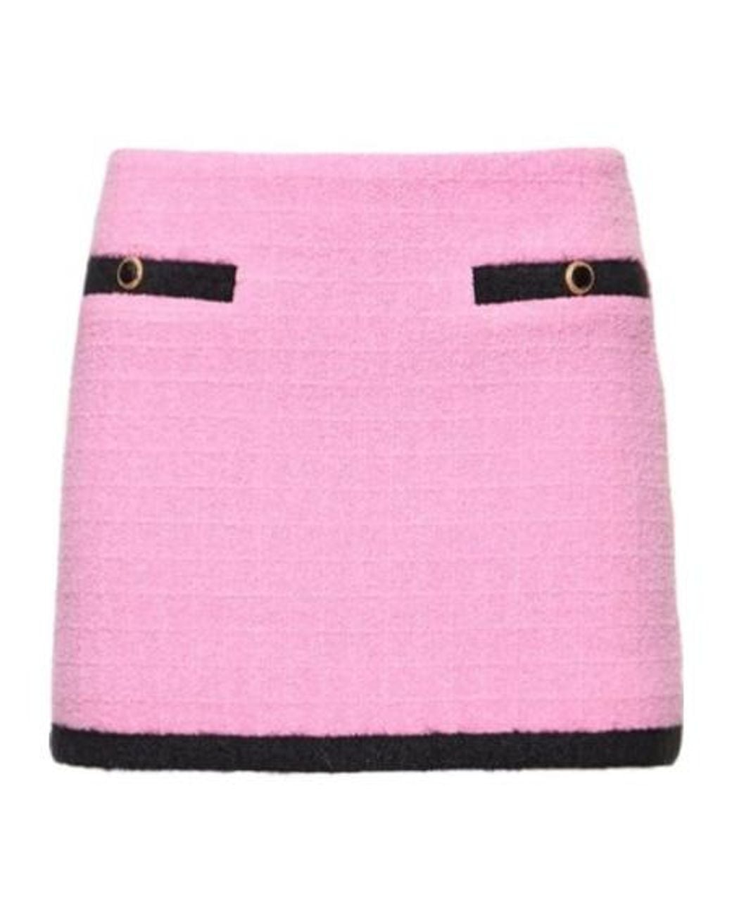Alessandra Rich Pink Low Waist Tweed Bouclé Mini Skirt